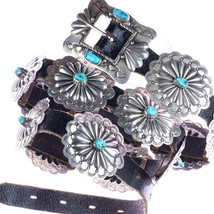 38&quot; Fred Guerro Apache Sterling silver concho belt with turquoise - $1,403.33