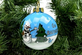 An item in the Sports Mem, Cards & Fan Shop category: Oakland Raiders Hand painted NFL Football 3" Glass Christmas Holiday Ornament