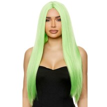 Long Green Wig Straight Center Part Unisex Costume Party Cosplay Anime 991579 - £19.41 GBP