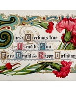 Happy Birthday Greeting Postcard 1910s Pink Flowers Embossed Motto No 2 ... - €17,15 EUR