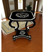 Elegant Black Mother-of-Pearl Inlaid End Table - $2,106.26 CAD