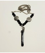 Vintage Costume Handmade Necklace Polished Stone 11&quot; B65 - £16.84 GBP