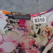 Vince Camuto Shirt Women Medium White Lightweight Casual Pink Floral Blouse - £12.64 GBP