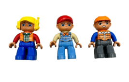 Lego Duplo 3 pc Lot Construction Workers Men Replacement Figures People - $9.49