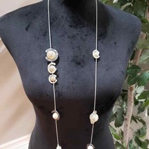 Women's Fashion Single Strand Chunky Faux Pearl Long Necklace with Lobster Clasp - $28.00