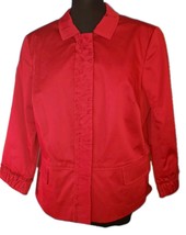 Talbots Holiday Red Snap Button Front Peplum Blazer Jacket Womens Lined ... - $19.80