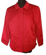 Talbots Holiday Red Snap Button Front Peplum Blazer Jacket Womens Lined ... - $27.47 CAD