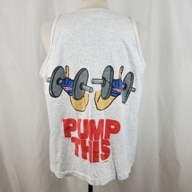 Vintage Pump This! Tank T-Shirt XL Gray Double Sided Body Builder Middle... - $24.99