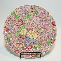 1900 Copeland Late Spode KINGS Chintz Pink Burgundy Floral 9&quot; Plate Antique - £42.79 GBP