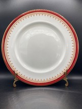 Aynsley dinner plate. White bone china, maroon rim, gold  &quot;Durham&quot; #1646 VTG UK - £30.63 GBP