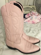 Beautiful Pink Vitorio Ricci Cowgirl Western Leather Boots Size 6 1/2 M ... - £43.25 GBP