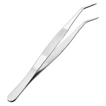 uxcell 8-Inch Stainless Steel Tweezers with Curved Pointed Serrated Tip Daily Ga - £11.73 GBP