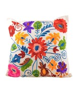Floral Embroidered Design Cotton Down Filled Throw Pillow, 18&quot; - £39.11 GBP