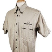 Harley Davidson Shirt Button Front Short Sleeve Large Khaki Tan Embroide... - $27.99