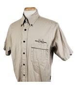 Harley Davidson Shirt Button Front Short Sleeve Large Khaki Tan Embroide... - £21.96 GBP