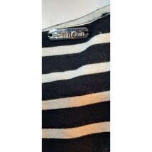 Calvin Klein Women's T Shirt Dress Black Striped Stretch Short Sleeve L - $11.88
