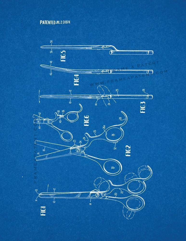 Primary image for Hair Cutting Scissors Patent Print - Blueprint