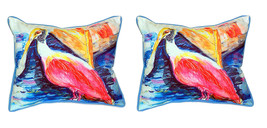 Pair of Betsy Drake Spoonbill Large Indoor Outdoor Pillows 16 Inch x 20 Inch - £71.21 GBP