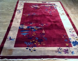 Hand made antique Art Deco Chinese rug 5&#39; x 8&#39; ( 152cm x 243cm) 1920 - 1F01 - £2,829.19 GBP