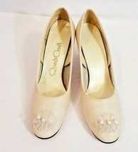 Quali Craft women&#39;s formal wear spring shoes heel 7 AA Yellow gold easte... - $41.58