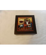 Dark Brown Wooden Trinket Box with Cabernet Wine Ceramic Picture - £39.23 GBP