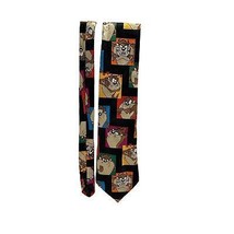 Looney Tunes Tasmanian Devil Color Block Vintage 1993 Mens Tie Preowned - $19.54
