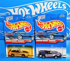 Hot Wheels Lot of 2 1998 Sugar Rush &#39;95 Camaro Crunch &amp; &#39;96 Mustang Butterfinger - £3.89 GBP