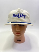 Vintage Bud Dry Beer Strapback Trucker Hat Cap Made USA Budweiser Rope Brim - £19.54 GBP