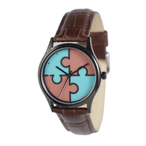 Personalized Watch Puzzels Watch Brown Band  Free shipping worldwide - £32.95 GBP