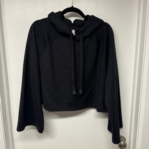 Athleta Womens Black Steady State Bell Sleeve Cropped Hoodie Sweatshirt Medium - £26.40 GBP
