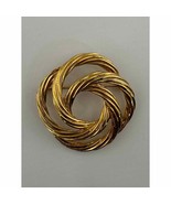 Vintage Gold Tone Monet Brooch Pin Swirl Knot Twist Round Circular - £11.21 GBP