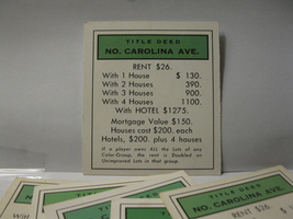 Board Game Piece: Monopoly - random North Carolina Ave. Title Deed - £0.79 GBP