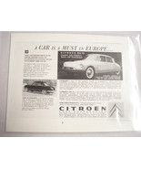 1957 Citroen Ad The Panhard &amp; Citroen DS 19 A Car Is A Must In Europe - $7.99