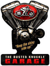 Busted Knuckle Garage V-Twin Metal Sign Metal Sign Plasma Cut - £35.20 GBP