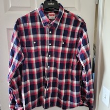 Wrangler mens 2XL flannel long sleeve shirt Red Black and White - £11.64 GBP