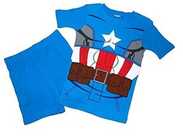 Captain America Short-Sleeved Costume Pajama Shorts Set, Size 10 - $232.21 MXN