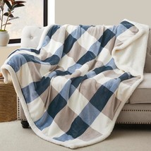 The 60&quot; X 80&quot; Sherpa Throw Blanket Is Made Of Plaid, Fleece,, And Is Reversible. - £23.16 GBP