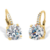 PalmBeach Jewelry Gold-Plated Silver Two Tone Round Cut CZ Drop Earrings - $19.77