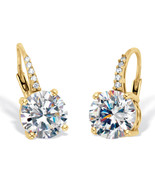 PalmBeach Jewelry Gold-Plated Silver Two Tone Round Cut CZ Drop Earrings - £15.75 GBP