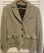 Talbots Women&#39;s Green &amp; Brown Houndstooth Wool Blazer Jacket - Size 8 - £19.08 GBP