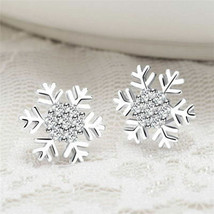 1.20Ct Round Cut Diamond Star Snowflake Women&#39;s Earrings in 14K White Gold Over - £68.08 GBP