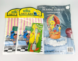 Vintage Sesame Street Party Bags Lot Of 2 And Centerpiece Big Bird Fork Ernie - £23.30 GBP