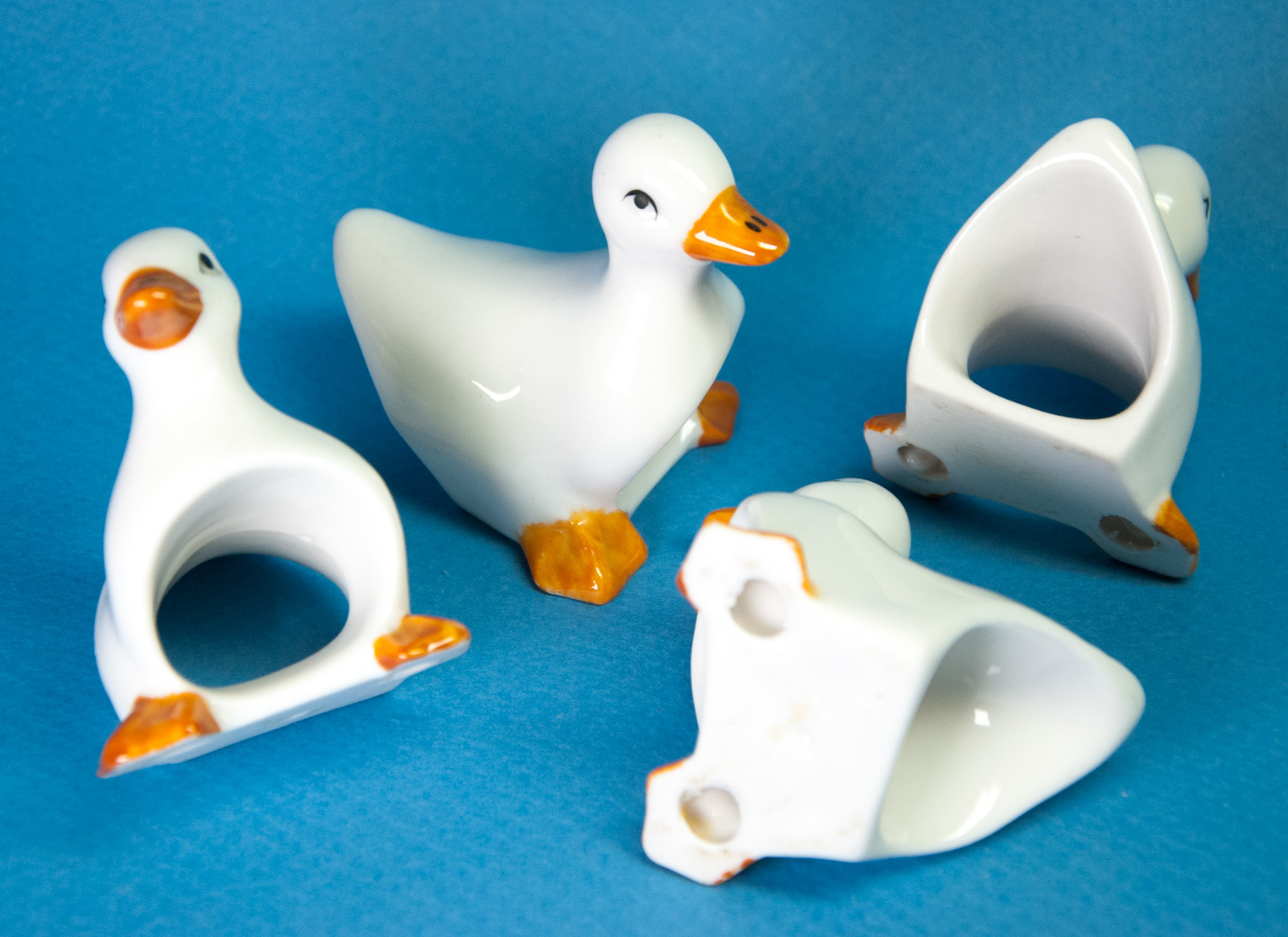 4 White Duck China Napkin Rings Holders Perfect Condition Item image 2