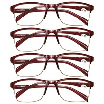 4 Pair Womens Half Frame Square Classic Reading Glasses Red Spring Hinge... - $10.99