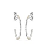 Pearl White Ceramic &amp; LabGrown Diamond Hoop Earrings For Women In Sterli... - $5,361.53 MXN