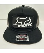 Fox Otto Embroidered Patch Flat Bill Mesh Snapback Baseball Cap Hat Black - $24.74