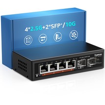 6 Port 2.5G Umanaged Ethernet Switch, 4 x 2.5G Base-T Ports, 2 x 10G SFP... - $111.99
