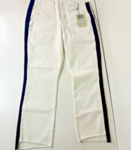PAM &amp; GELA Women&#39;s Size 28 Side Stripe Raw Step Hem Ankle Pants Jeans White - £20.56 GBP