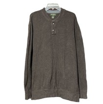 Eddie Bauer  Mens Brown Henley Pullover Cotton Sweater Size 2XL Tall - £14.11 GBP