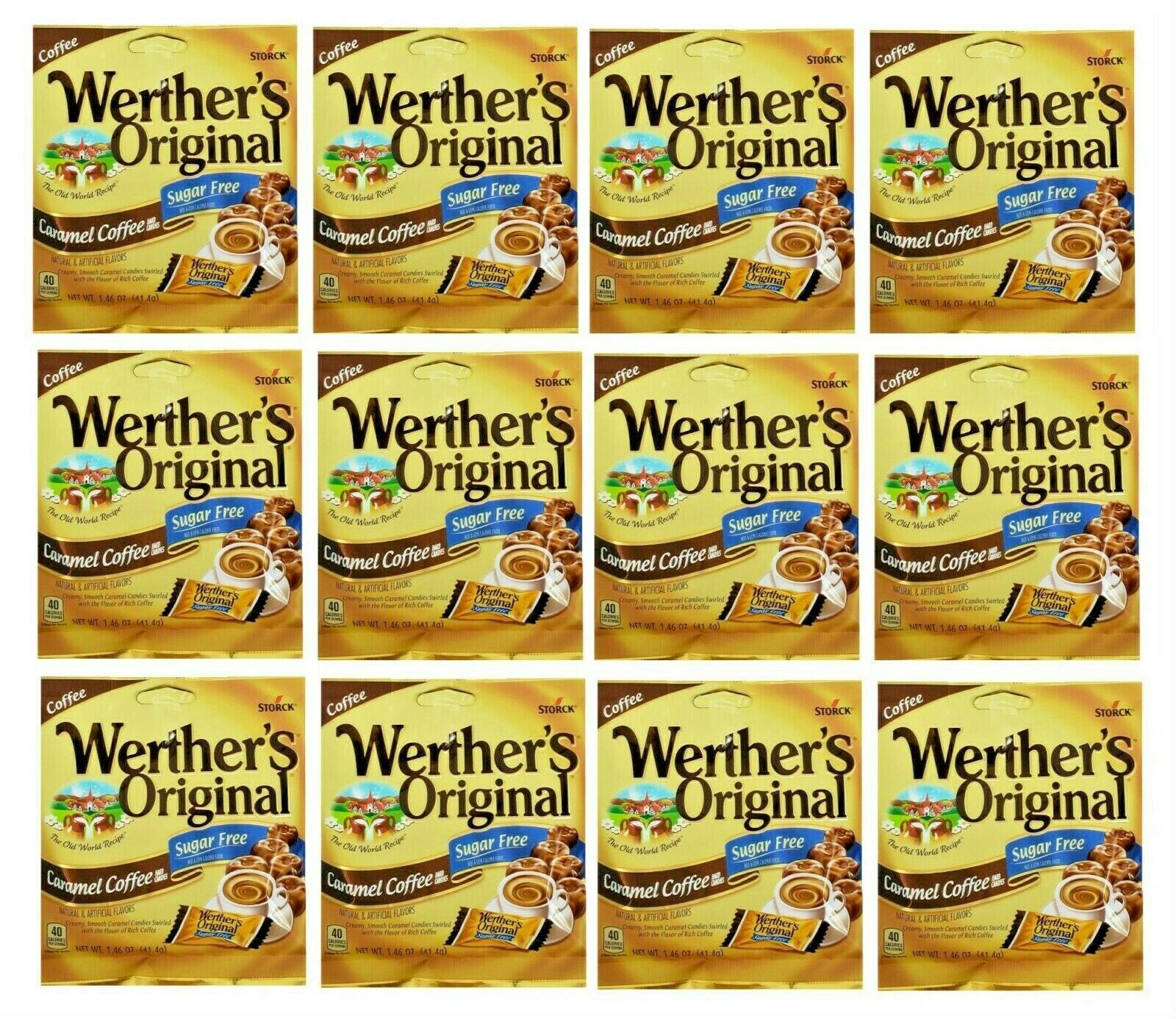 Werther's Original SUGAR FREE Candy Caramel Coffee 1.46 oz / Pack, NEW SEALED - £11.66 GBP - £26.43 GBP